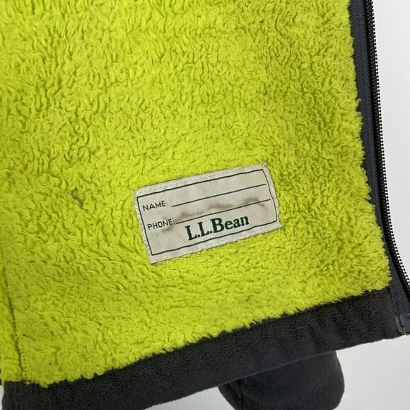 L.L Bean Boys Full Zip Fleece Sweater Gray Green Size Medium - Picture 5 of 6